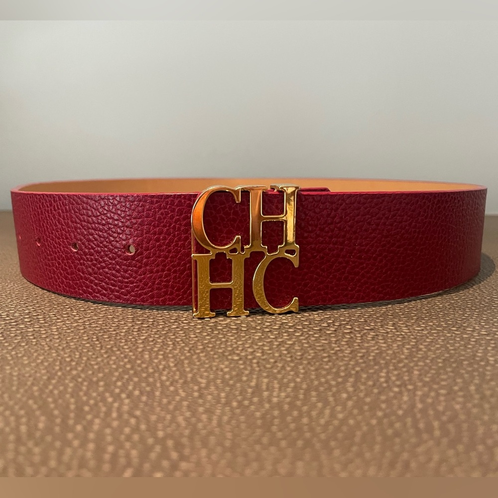 Carolina Herrera logo leather belt